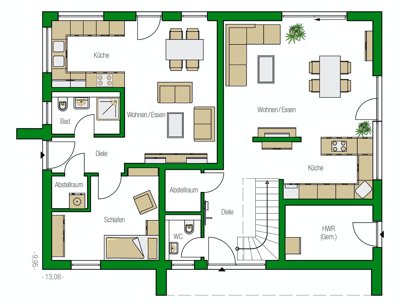 Massivhaus Amsterdam von HELMA MASSIVHAUS Schlüsselfertig ab 483450€, Satteldach-Klassiker Grundriss 1