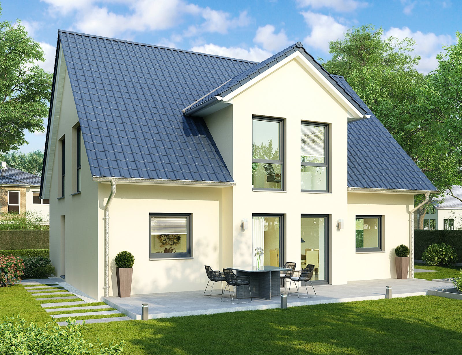 Massivhaus Berlin von HELMA MASSIVHAUS Schlüsselfertig ab 362650€, Satteldach-Klassiker Außenansicht 1