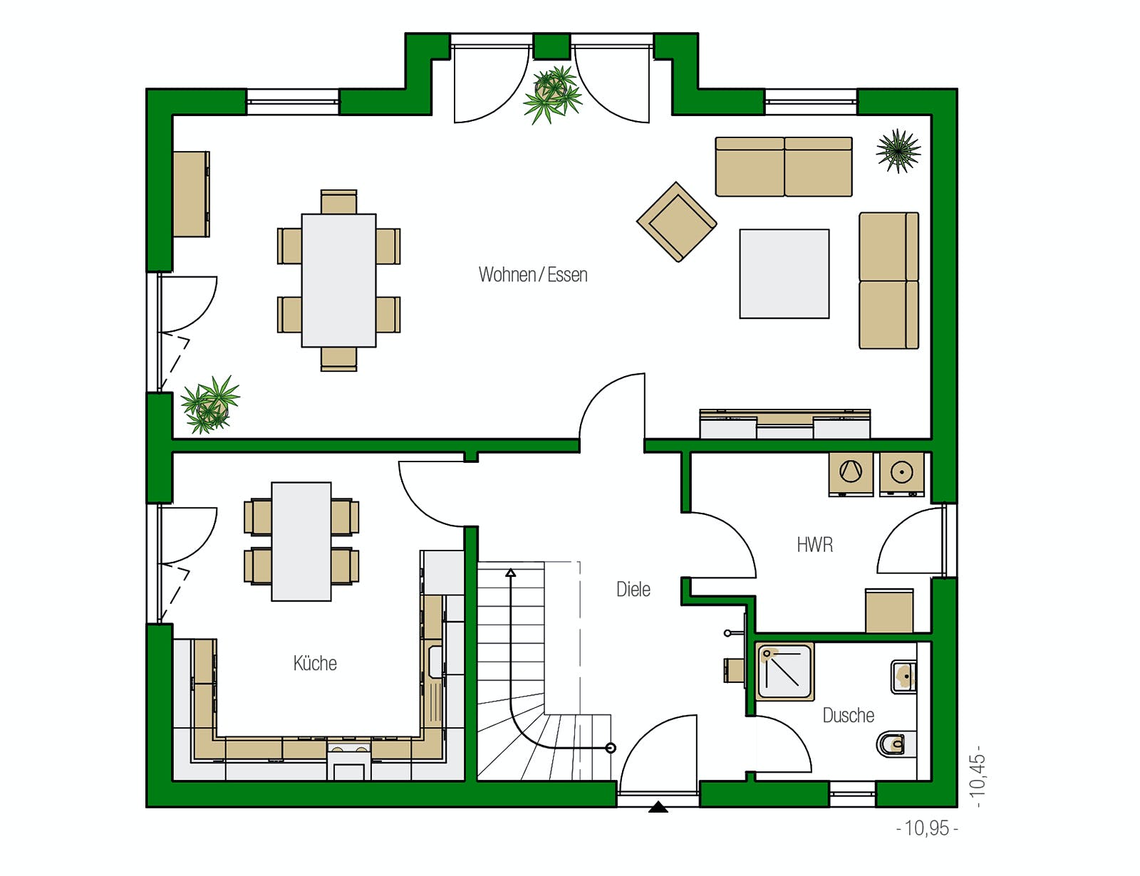 Massivhaus Berlin von HELMA MASSIVHAUS Schlüsselfertig ab 362650€, Satteldach-Klassiker Grundriss 1
