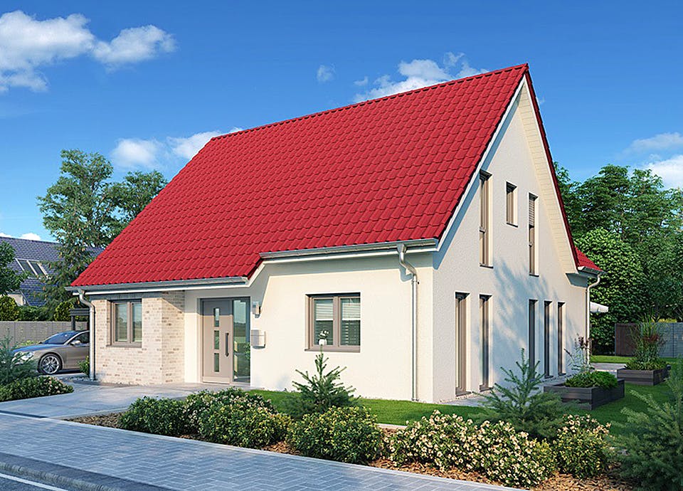 Massivhaus Bremen von HELMA MASSIVHAUS Schlüsselfertig ab 380150€, Satteldach-Klassiker Außenansicht 1