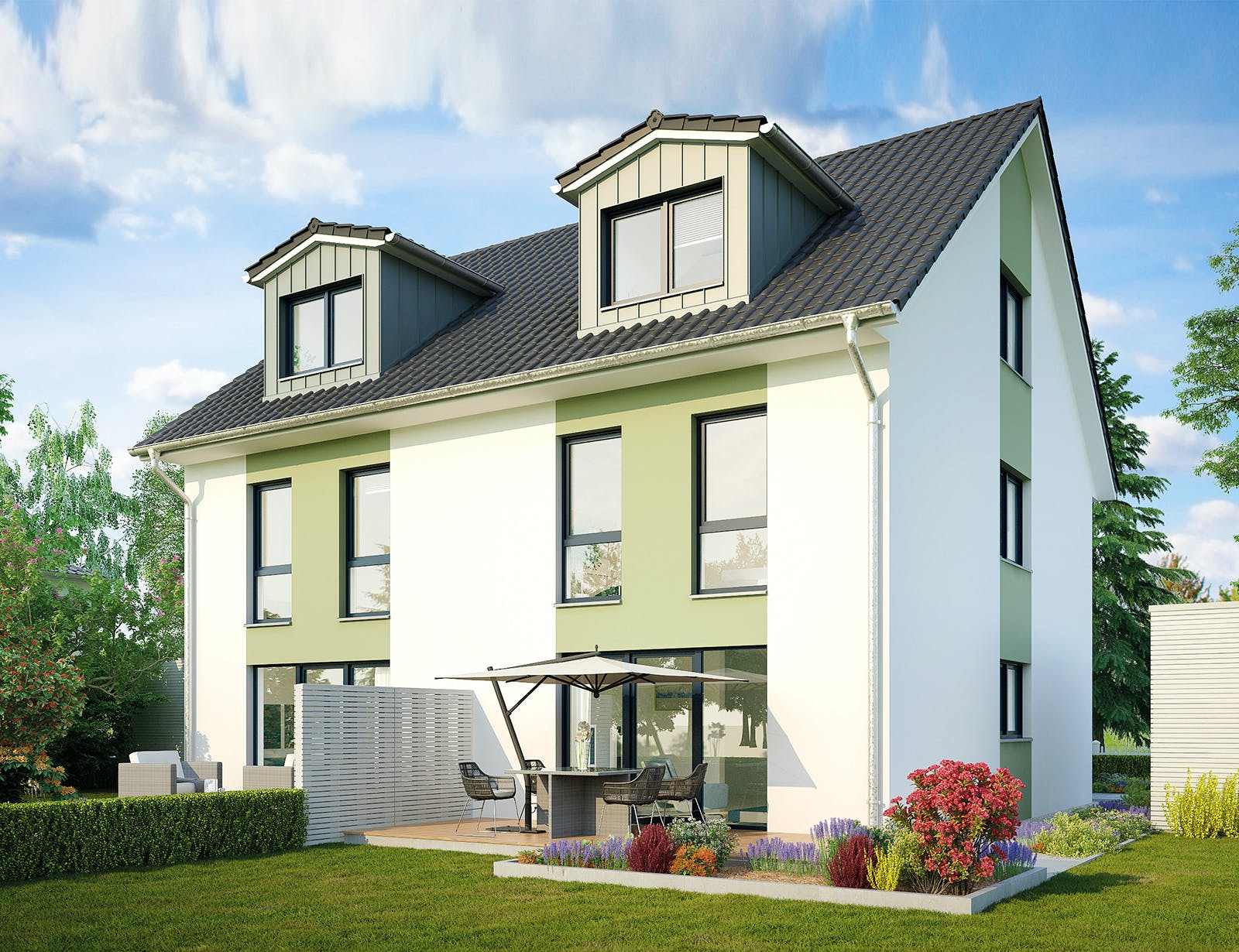 Massivhaus Bristol von HELMA MASSIVHAUS Schlüsselfertig ab 312800€, Satteldach-Klassiker Außenansicht 1