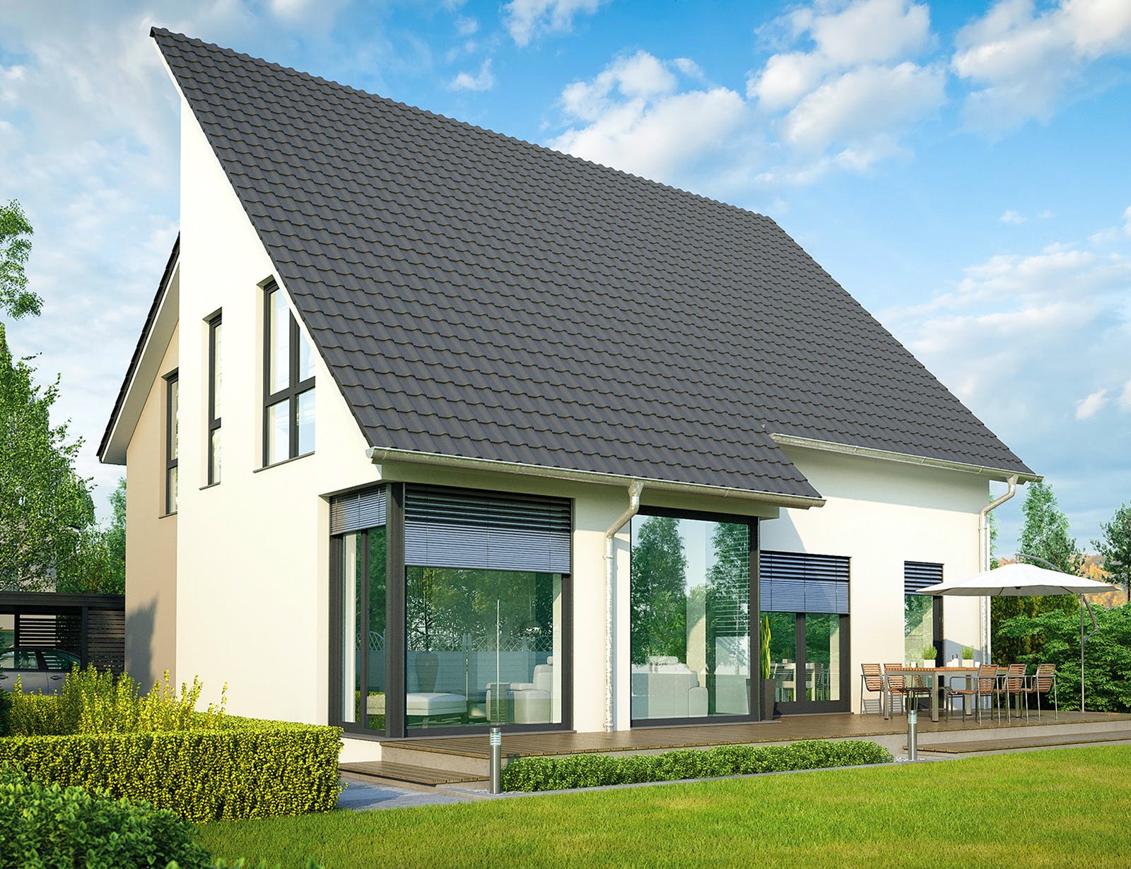 Massivhaus Brüssel von HELMA MASSIVHAUS Schlüsselfertig ab 402650€, Pultdachhaus Außenansicht 1