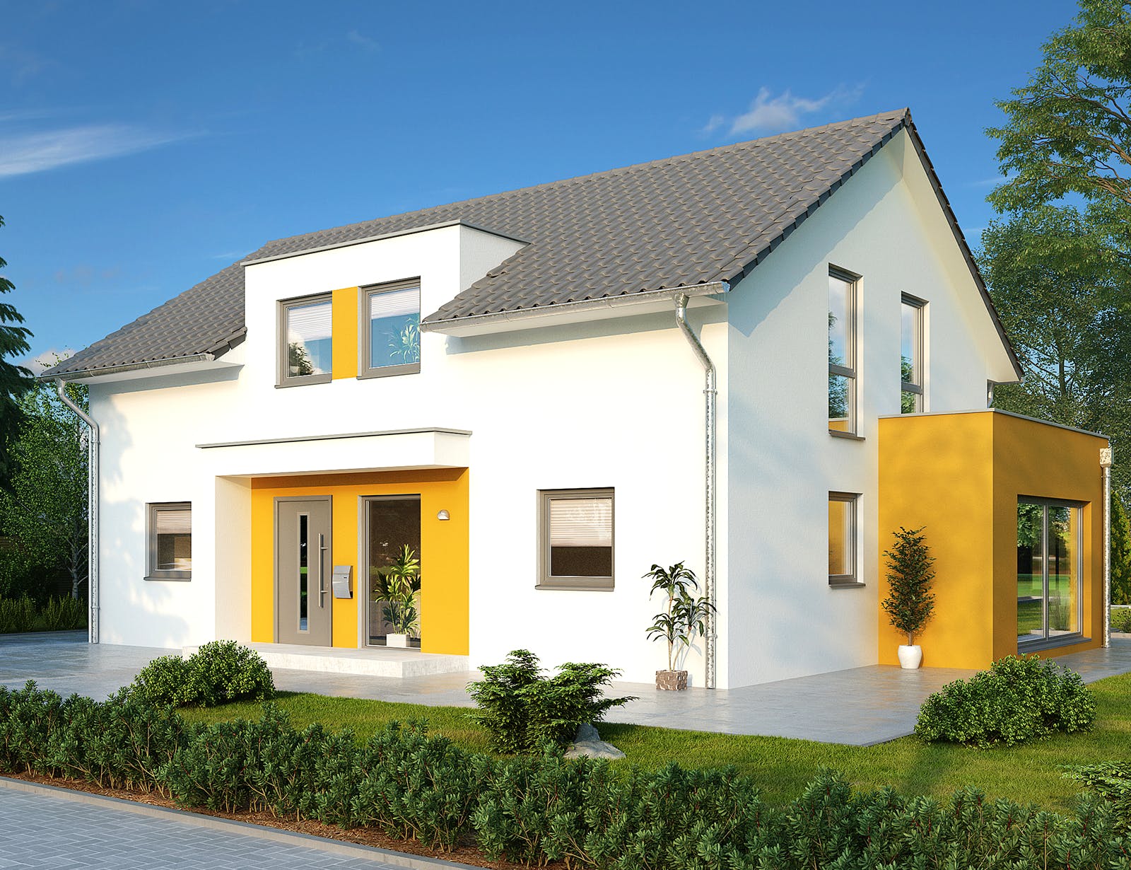 Massivhaus Colmar von HELMA MASSIVHAUS Schlüsselfertig ab 407250€, Satteldach-Klassiker Außenansicht 2