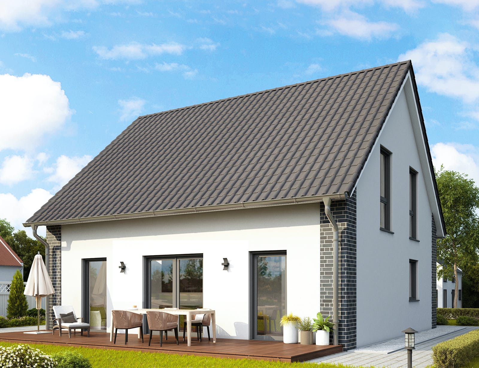 Massivhaus Davos von HELMA MASSIVHAUS Schlüsselfertig ab 303700€, Satteldach-Klassiker Außenansicht 1