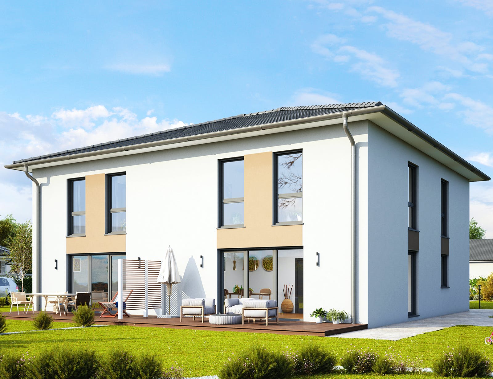 Massivhaus Dublin von HELMA MASSIVHAUS Schlüsselfertig ab 308550€, Stadtvilla Außenansicht 1