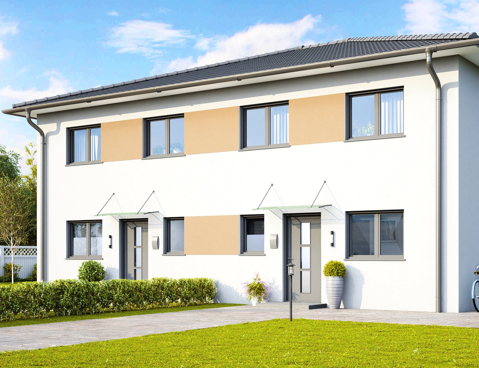 Massivhaus Dublin von HELMA MASSIVHAUS Schlüsselfertig ab 308550€, Stadtvilla Außenansicht 2
