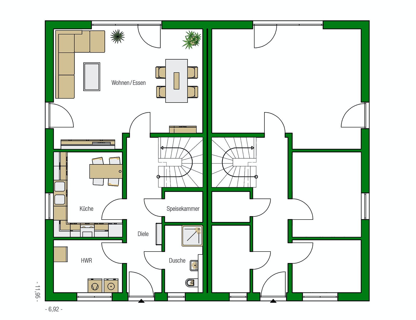 Massivhaus Dublin von HELMA MASSIVHAUS Schlüsselfertig ab 308550€, Stadtvilla Grundriss 1