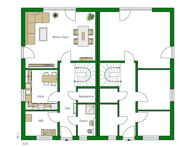 Massivhaus Dublin von HELMA MASSIVHAUS Schlüsselfertig ab 320900€, Stadtvilla Grundriss 1