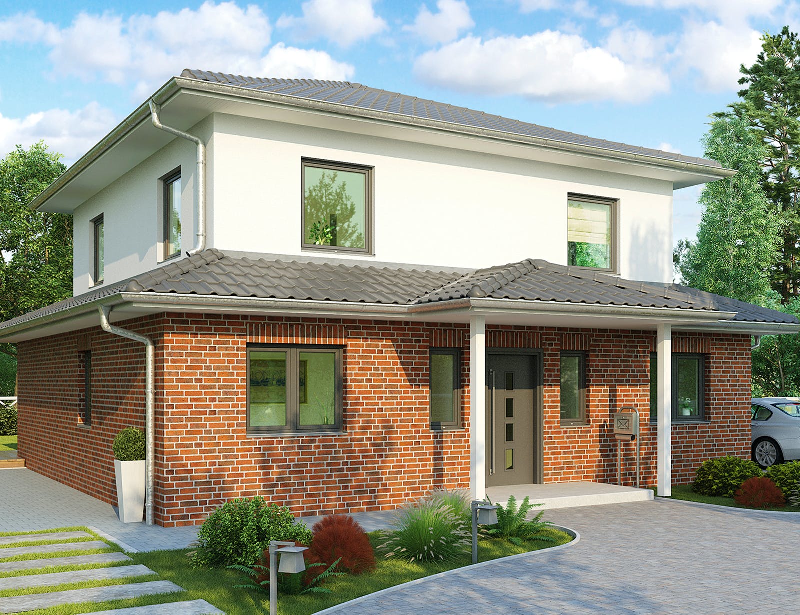 Massivhaus Florenz von HELMA MASSIVHAUS Schlüsselfertig ab 403750€, Stadtvilla Außenansicht 1