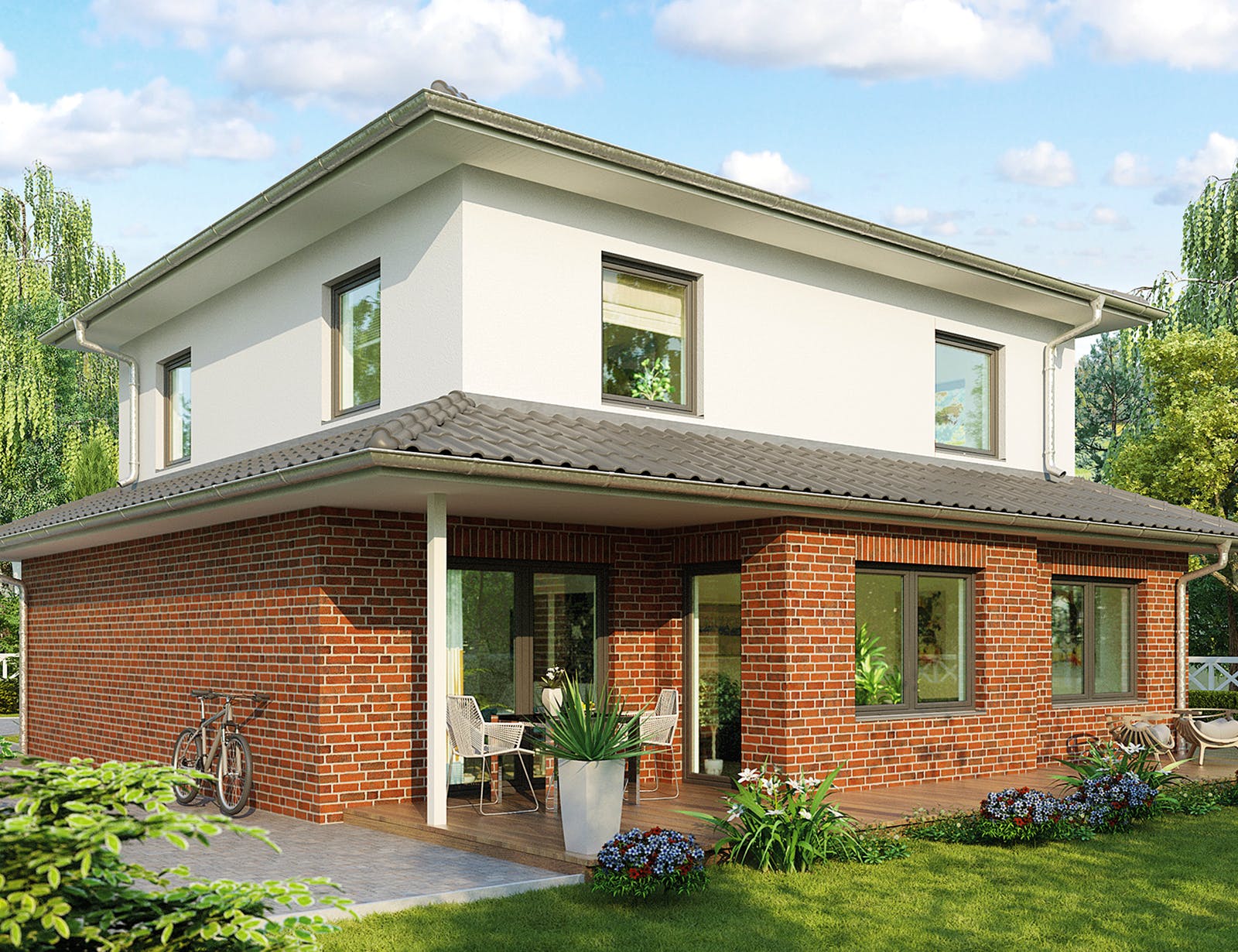 Massivhaus Florenz von HELMA MASSIVHAUS Schlüsselfertig ab 403750€, Stadtvilla Außenansicht 2