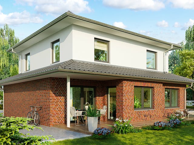 Massivhaus Florenz von HELMA MASSIVHAUS Schlüsselfertig ab 418300€, Stadtvilla Außenansicht 2