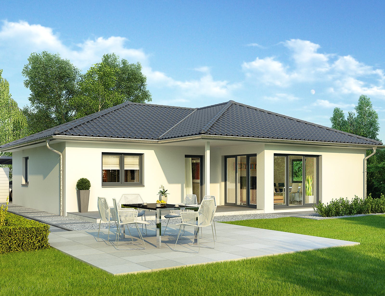 Massivhaus Freiburg von HELMA MASSIVHAUS Schlüsselfertig ab 311700€, Bungalow Außenansicht 1