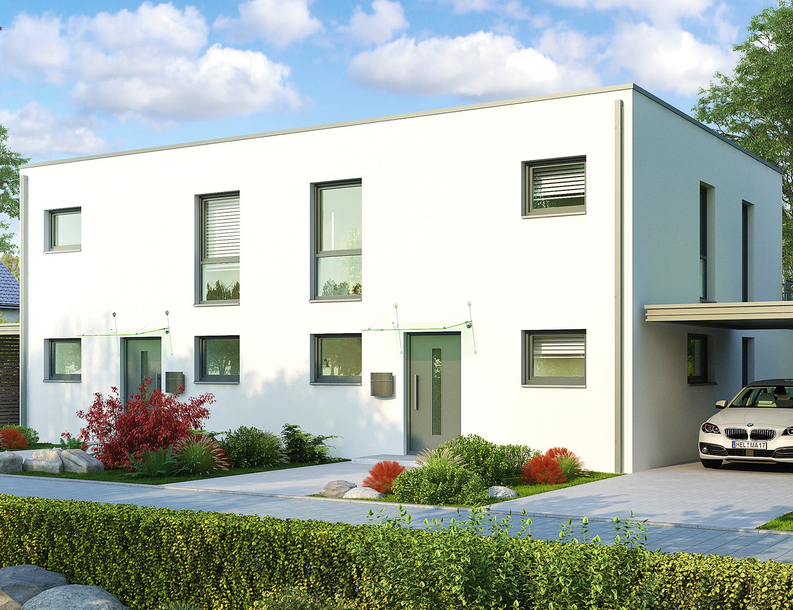 Massivhaus Glasgow von HELMA MASSIVHAUS Schlüsselfertig ab 315250€, Cubushaus Außenansicht 2
