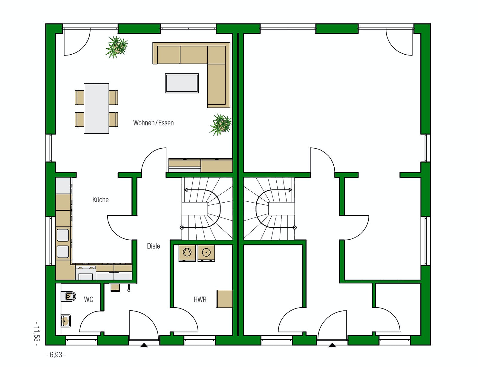 Massivhaus Glasgow von HELMA MASSIVHAUS Schlüsselfertig ab 315250€, Cubushaus Grundriss 1