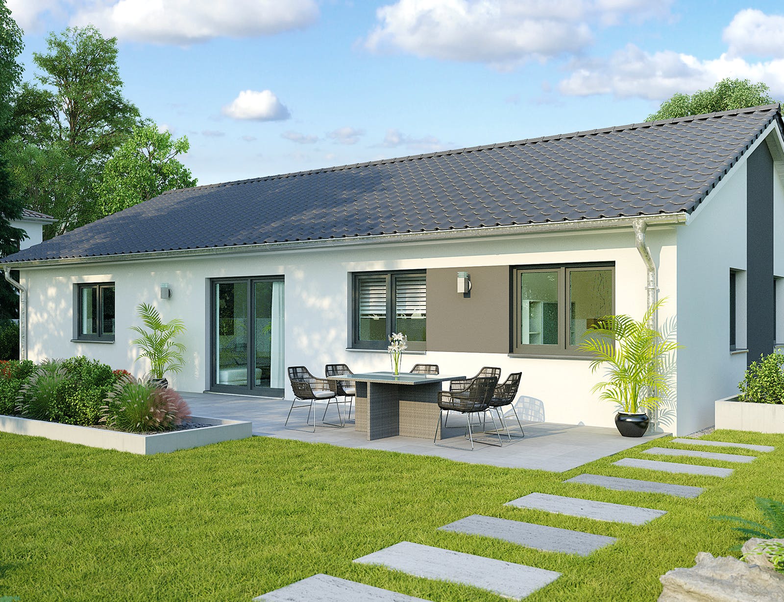 Massivhaus Kolding von HELMA MASSIVHAUS Schlüsselfertig ab 321950€, Bungalow Außenansicht 1