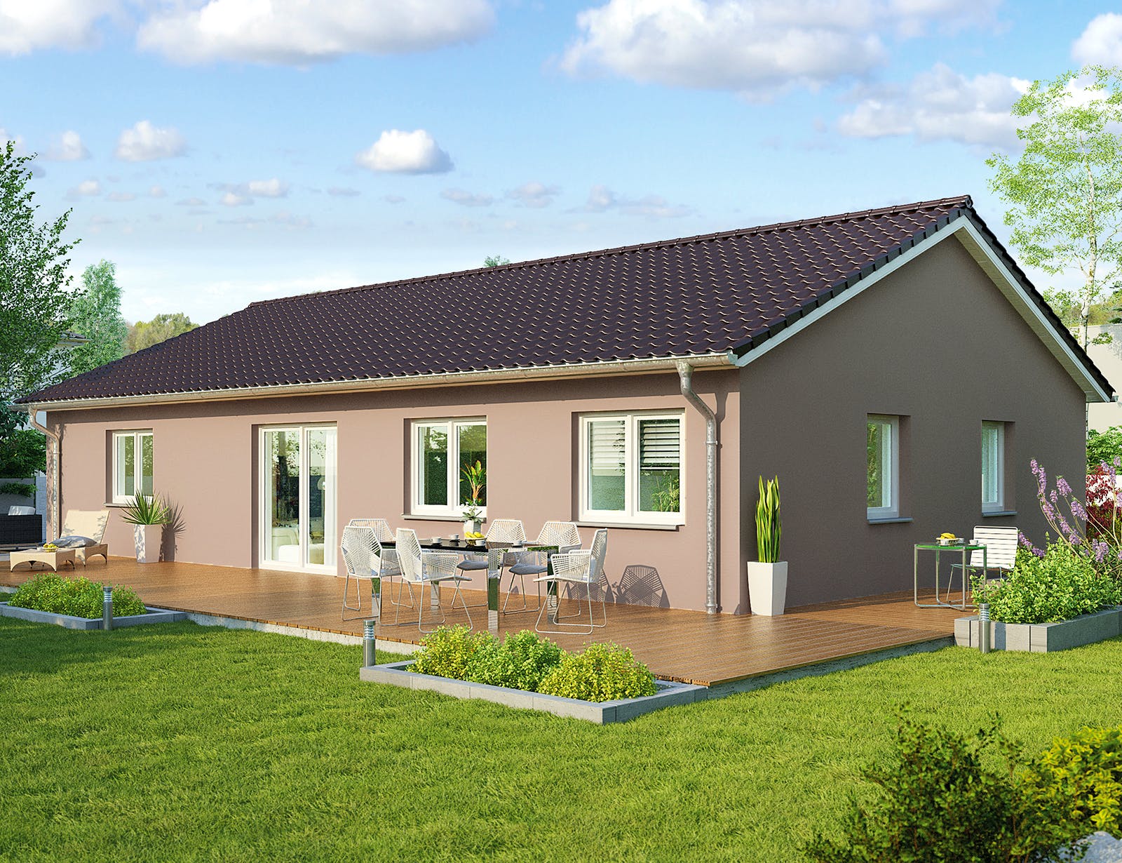 Massivhaus Kolding mit ELW von HELMA MASSIVHAUS Schlüsselfertig ab 296700€, Bungalow Außenansicht 1