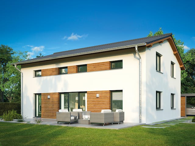 Massivhaus Konstanz von HELMA MASSIVHAUS Schlüsselfertig ab 400250€, Satteldach-Klassiker Außenansicht 1