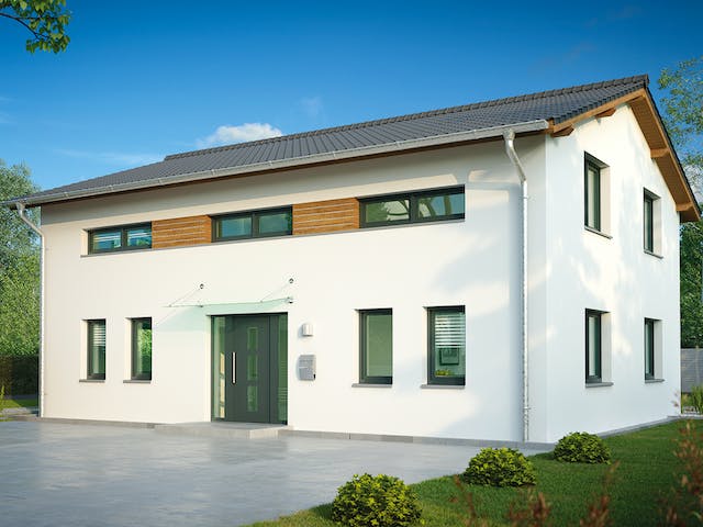 Massivhaus Konstanz von HELMA MASSIVHAUS Schlüsselfertig ab 400250€, Satteldach-Klassiker Außenansicht 2