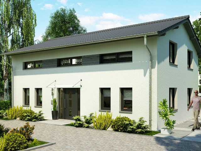 Massivhaus Konstanz von HELMA MASSIVHAUS Schlüsselfertig ab 400250€, Satteldach-Klassiker Außenansicht 4