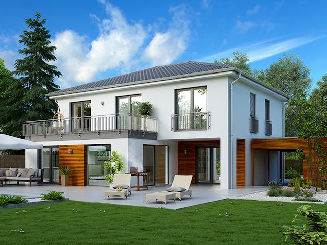 Massivhaus Lausanne von HELMA MASSIVHAUS Schlüsselfertig ab 461050€, Stadtvilla Außenansicht 2