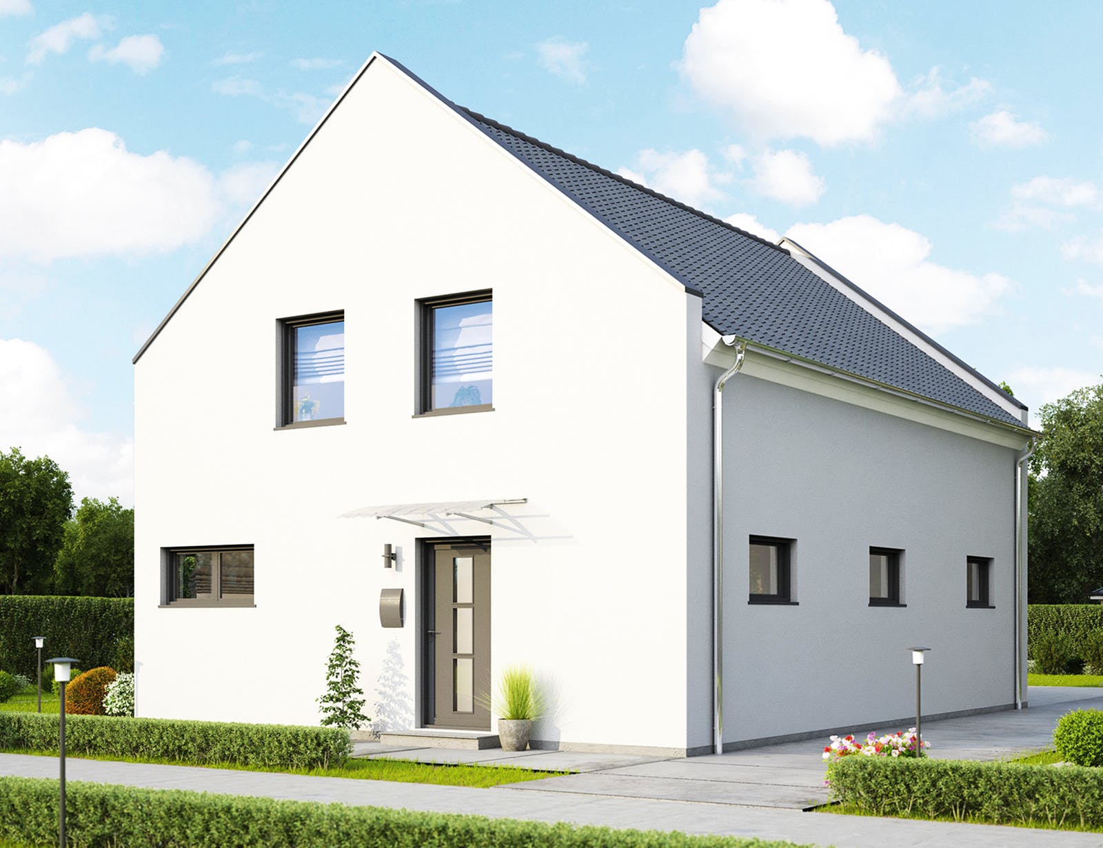 Massivhaus Lübeck von HELMA MASSIVHAUS Schlüsselfertig ab 351550€, Satteldach-Klassiker Außenansicht 2