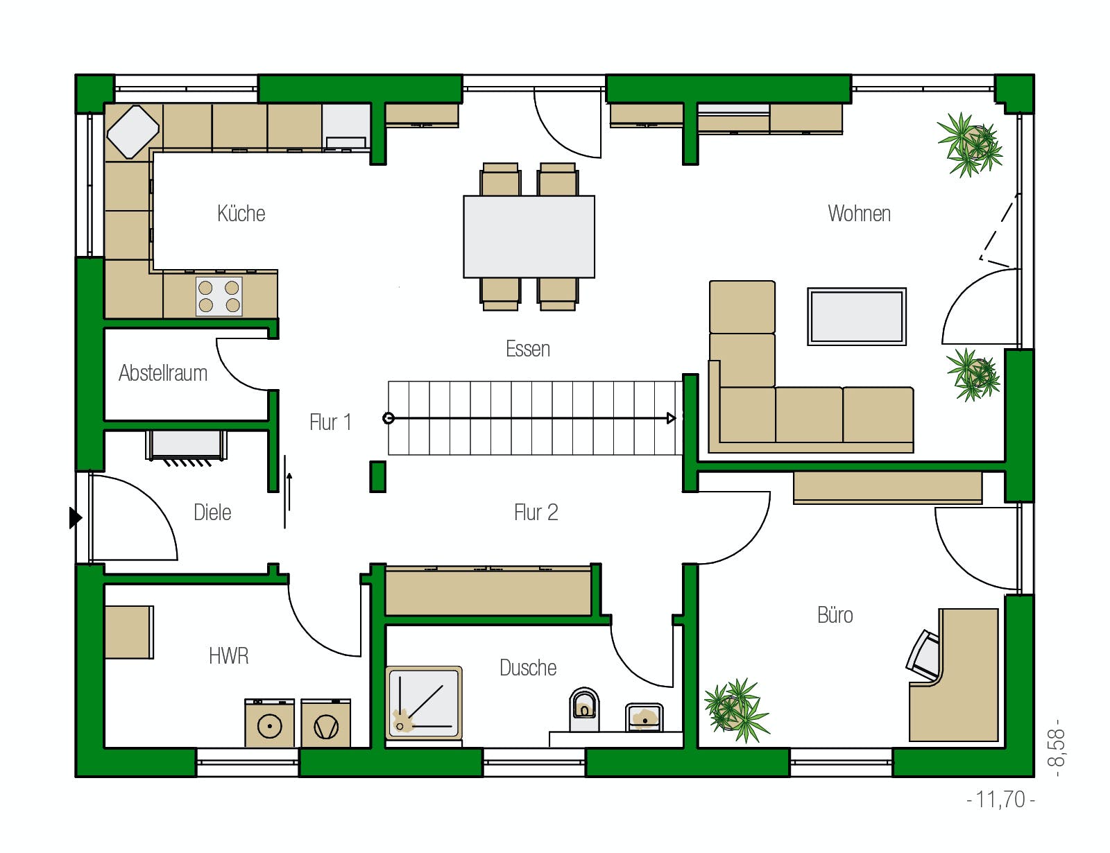 Massivhaus Lübeck von HELMA MASSIVHAUS Schlüsselfertig ab 351550€, Satteldach-Klassiker Grundriss 1