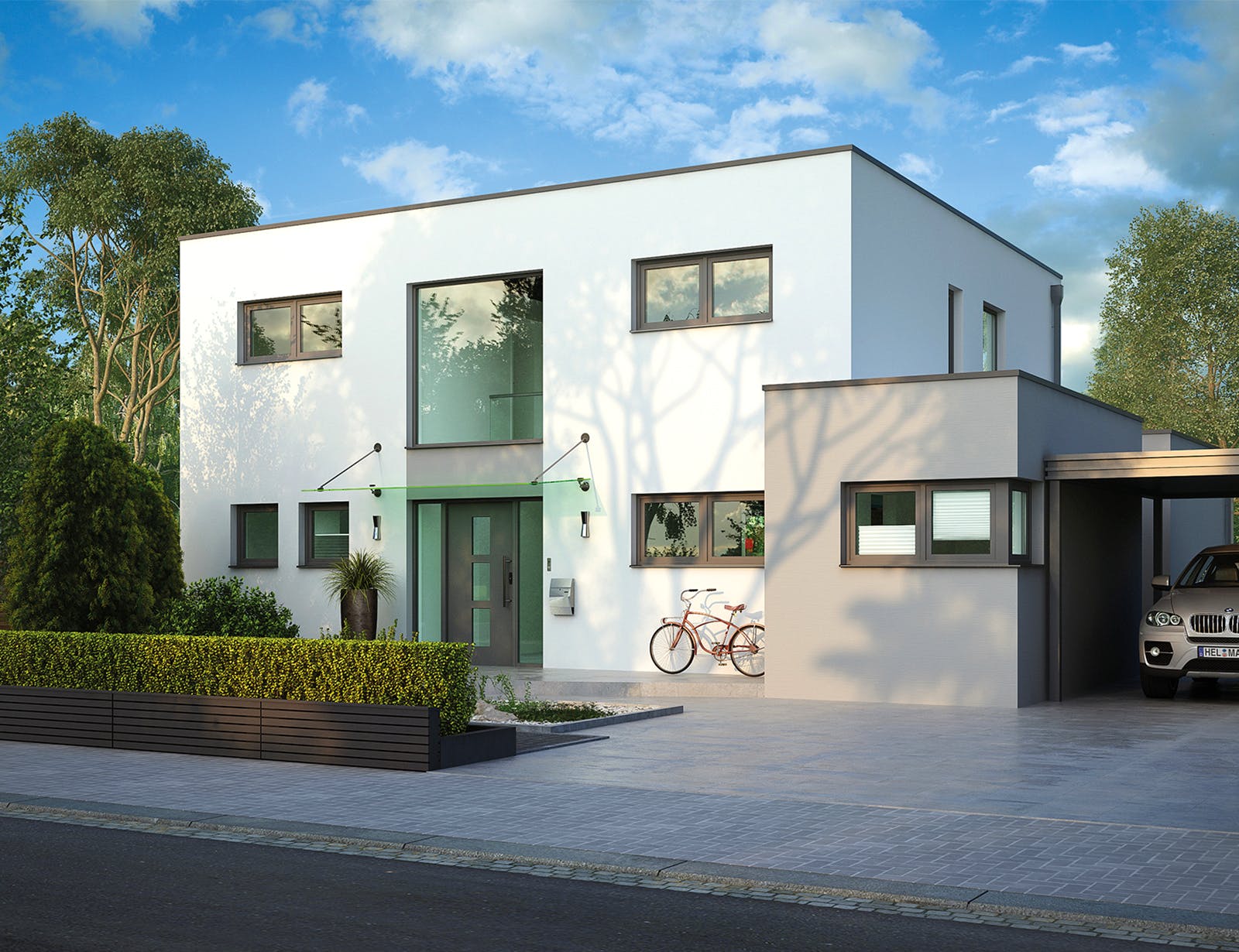 Massivhaus Lugano von HELMA MASSIVHAUS Schlüsselfertig ab 462050€, Cubushaus Außenansicht 2