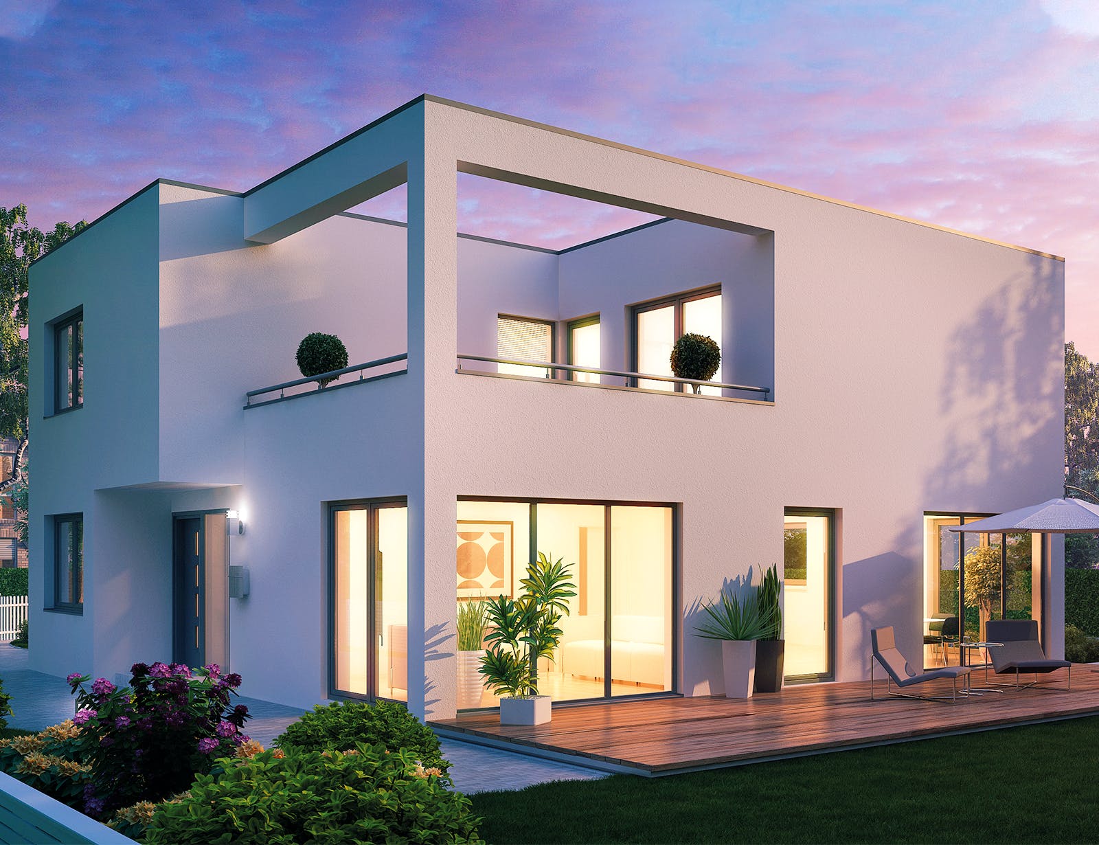 Massivhaus Madrid von HELMA MASSIVHAUS Schlüsselfertig ab 419800€, Cubushaus Außenansicht 1