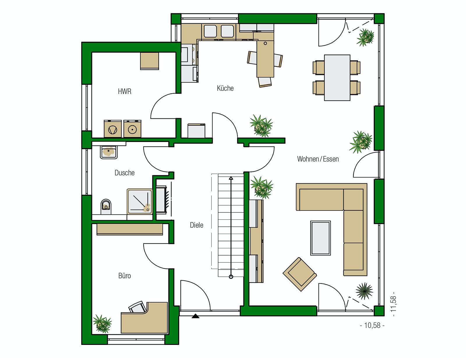Massivhaus Madrid von HELMA MASSIVHAUS Schlüsselfertig ab 419800€, Cubushaus Grundriss 1