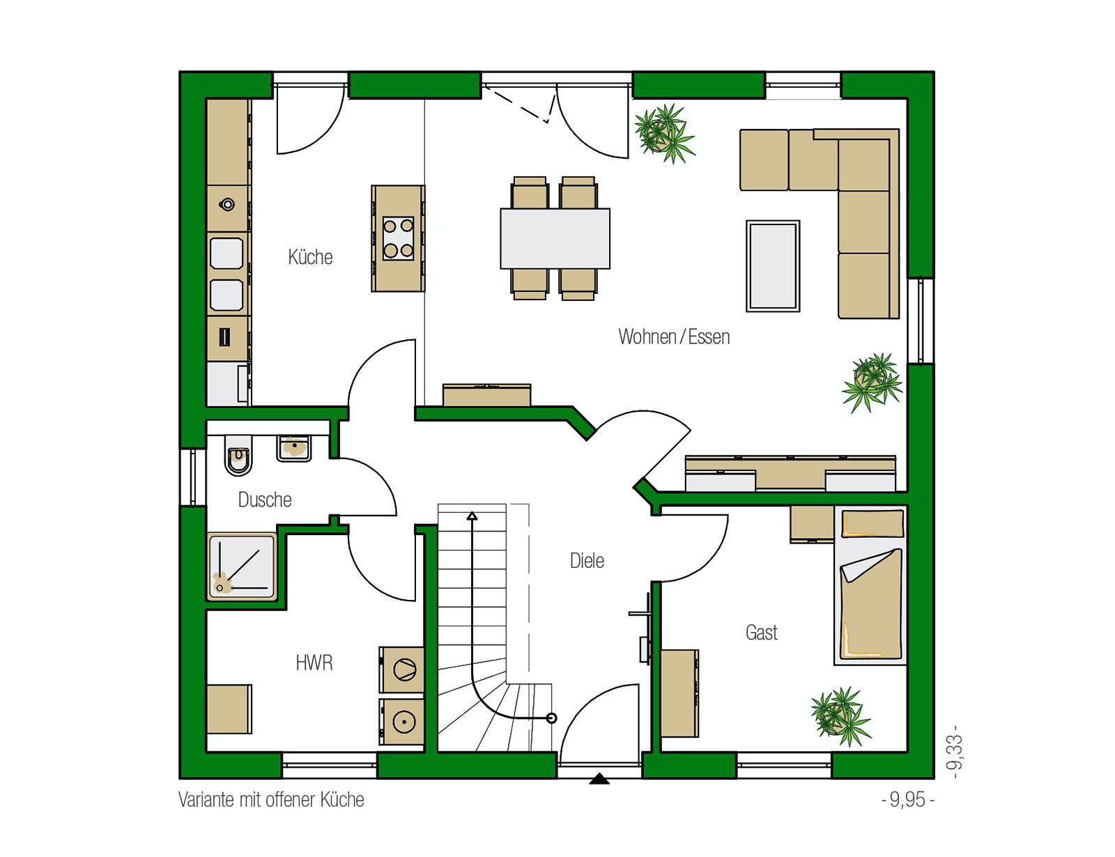 Massivhaus Mailand von HELMA MASSIVHAUS Schlüsselfertig ab 309850€, Satteldach-Klassiker Grundriss 1