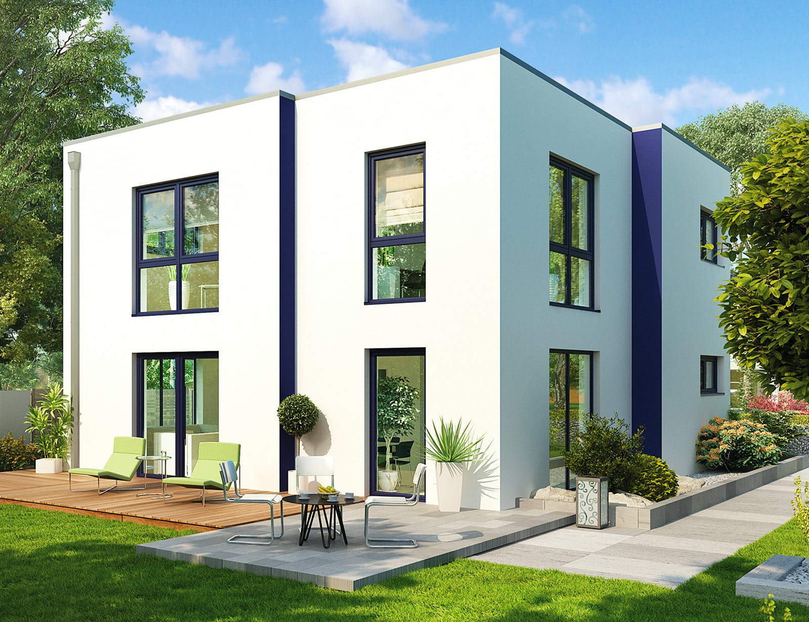 Massivhaus Malaga von HELMA MASSIVHAUS Schlüsselfertig ab 354800€, Cubushaus Außenansicht 1