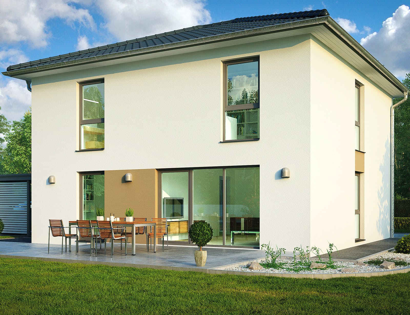 Massivhaus Modena von HELMA MASSIVHAUS Schlüsselfertig ab 326550€, Stadtvilla Außenansicht 1