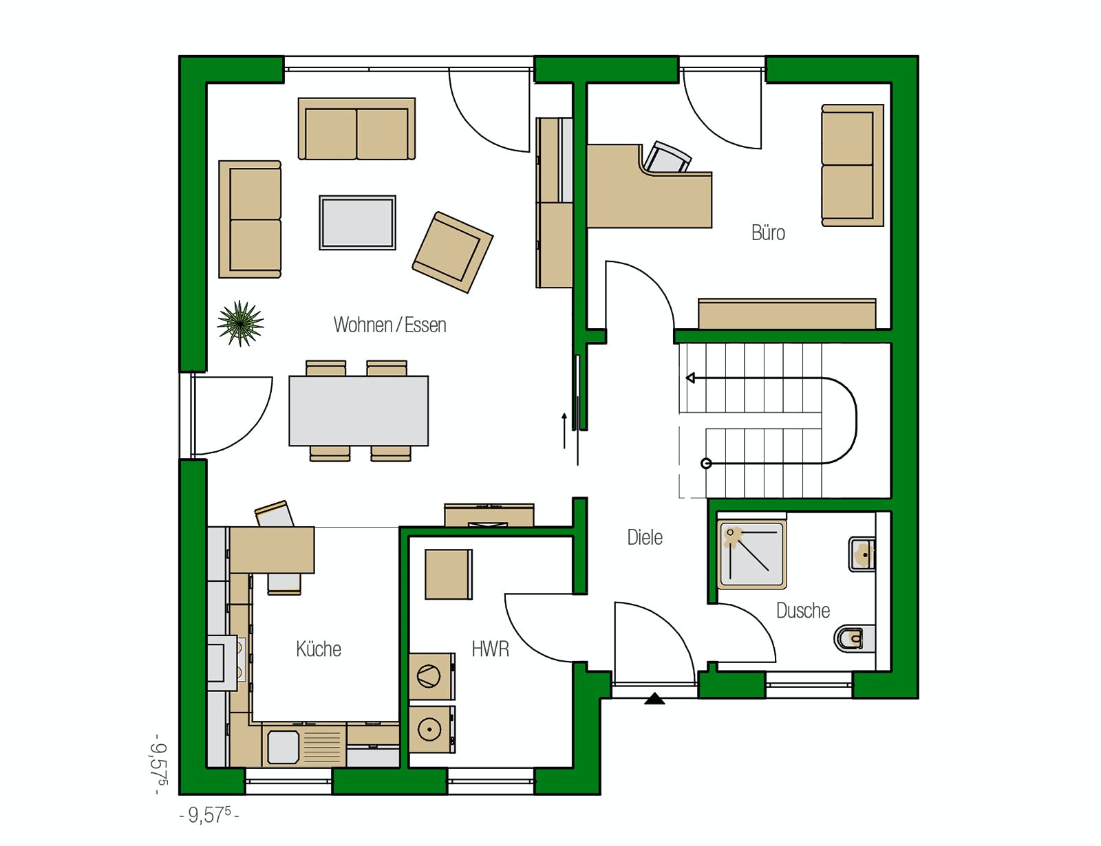 Massivhaus Modena von HELMA MASSIVHAUS Schlüsselfertig ab 326550€, Stadtvilla Grundriss 1