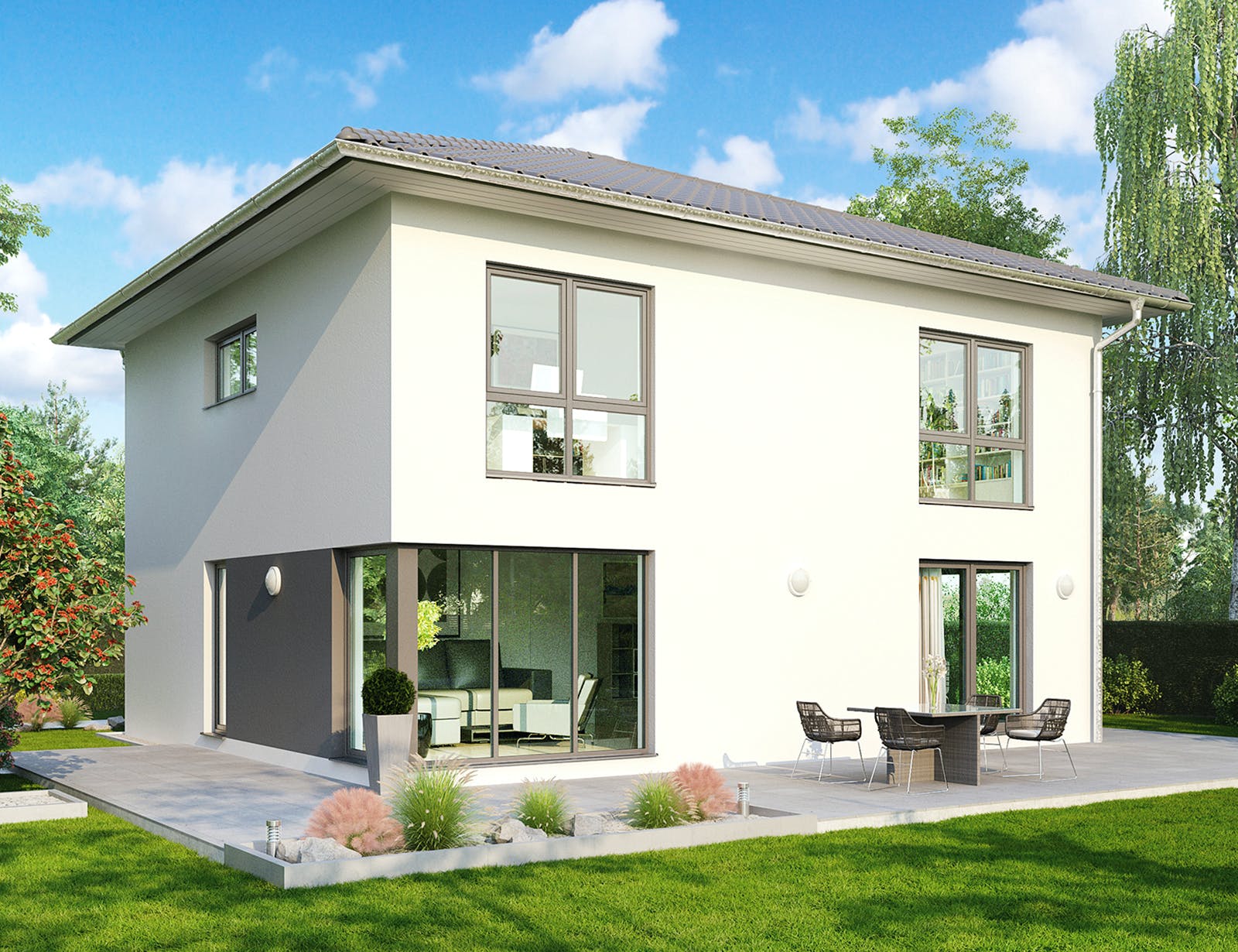 Massivhaus Ravenna von HELMA MASSIVHAUS Schlüsselfertig ab 360650€, Stadtvilla Außenansicht 1