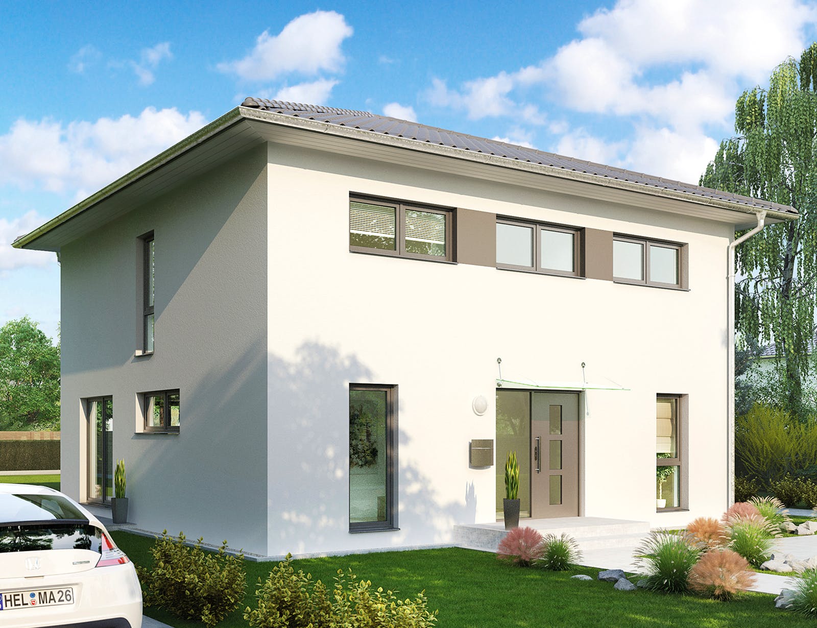 Massivhaus Ravenna von HELMA MASSIVHAUS Schlüsselfertig ab 360650€, Stadtvilla Außenansicht 2