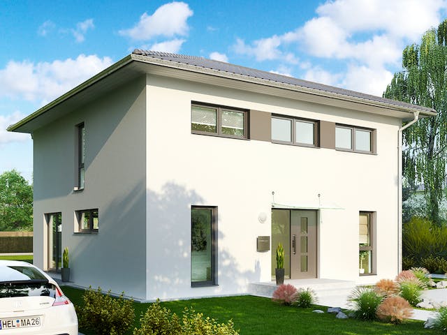 Massivhaus Ravenna von HELMA MASSIVHAUS Schlüsselfertig ab 375250€, Stadtvilla Außenansicht 2