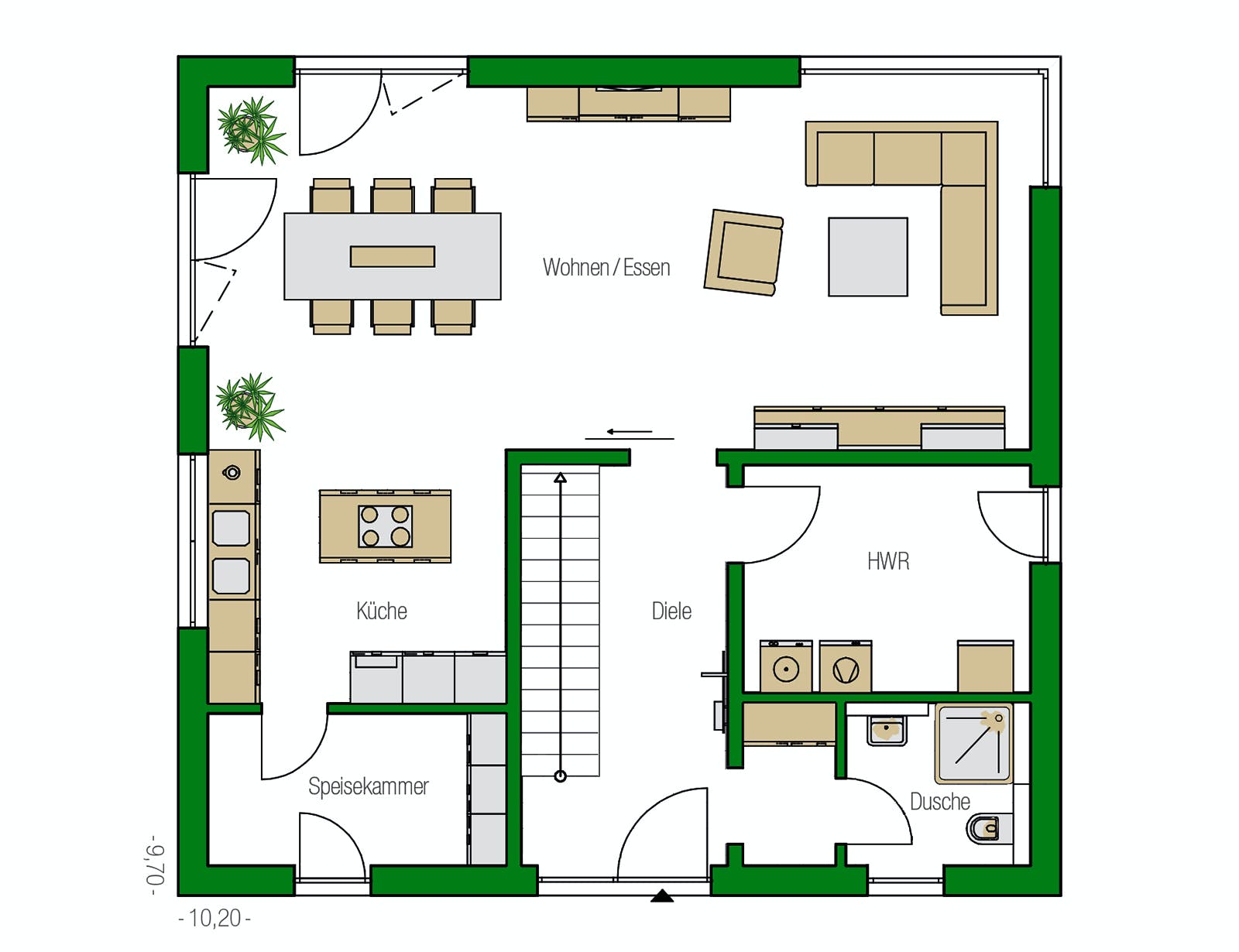 Massivhaus Ravenna von HELMA MASSIVHAUS Schlüsselfertig ab 360650€, Stadtvilla Grundriss 1