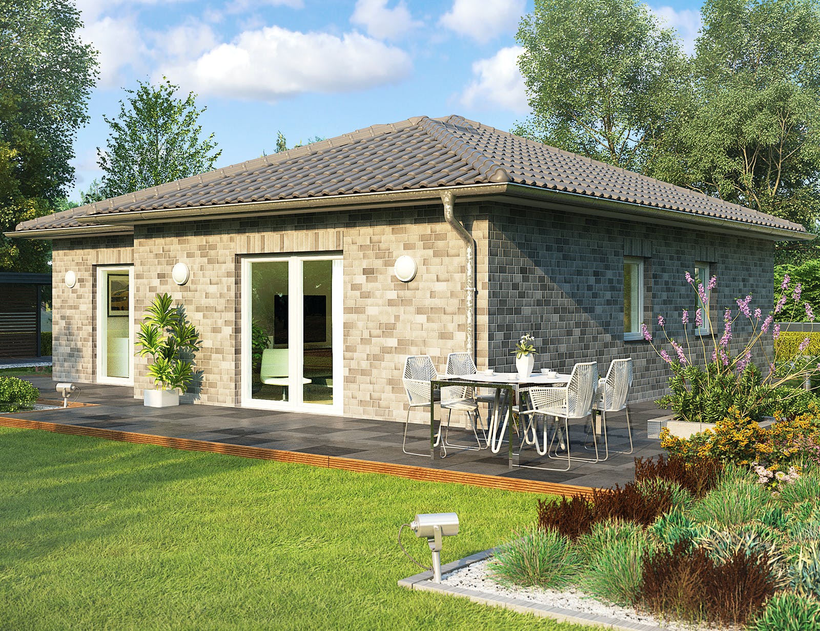 Massivhaus Rostock von HELMA MASSIVHAUS Schlüsselfertig ab 256250€, Bungalow Außenansicht 1
