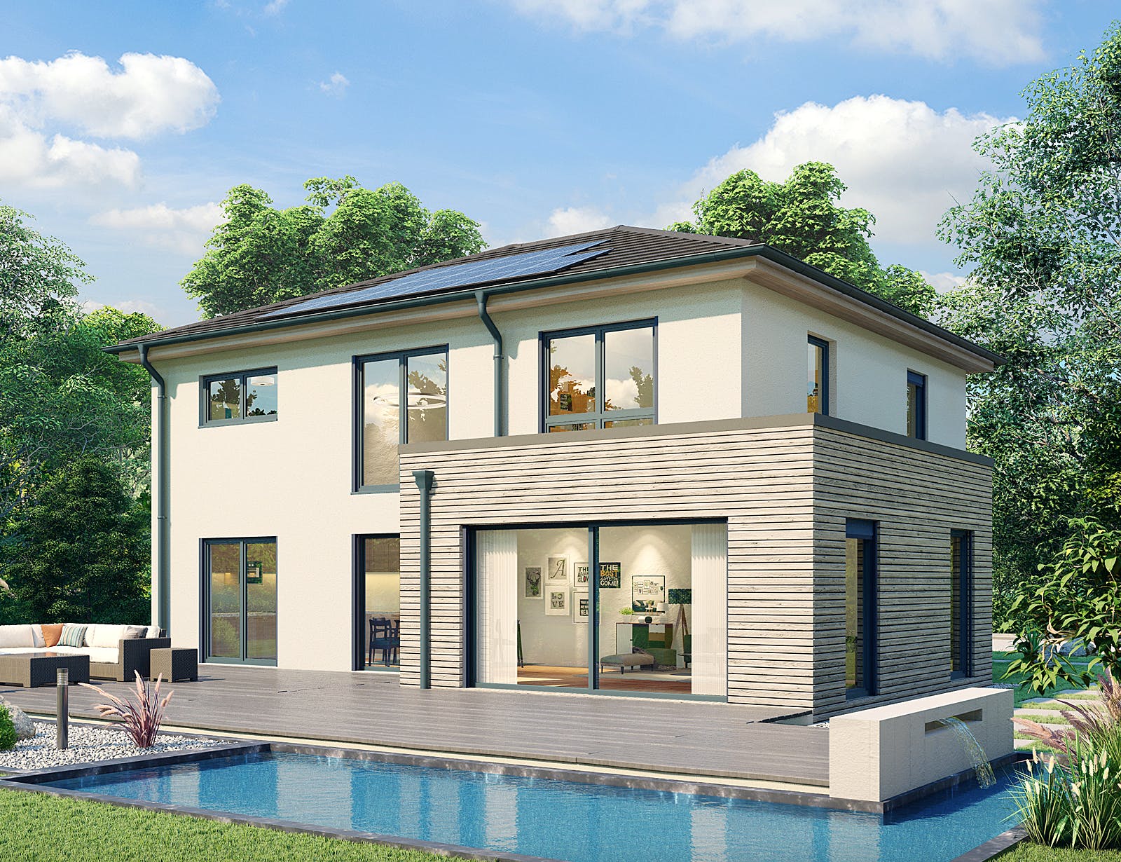 Massivhaus Stockholm von HELMA MASSIVHAUS Schlüsselfertig ab 454400€, Stadtvilla Außenansicht 2