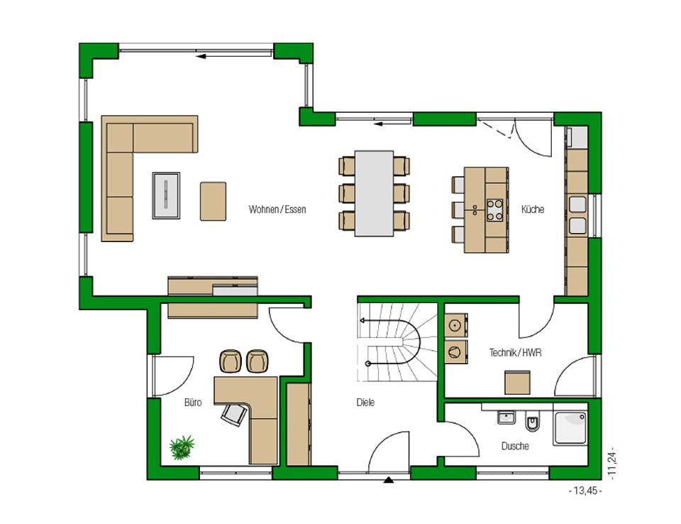 Massivhaus Stockholm von HELMA MASSIVHAUS Schlüsselfertig ab 454400€, Stadtvilla Grundriss 1