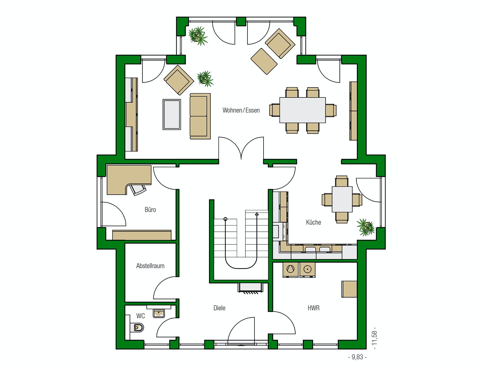 Massivhaus Strasbourg von HELMA MASSIVHAUS Schlüsselfertig ab 470150€, Stadtvilla Grundriss 1