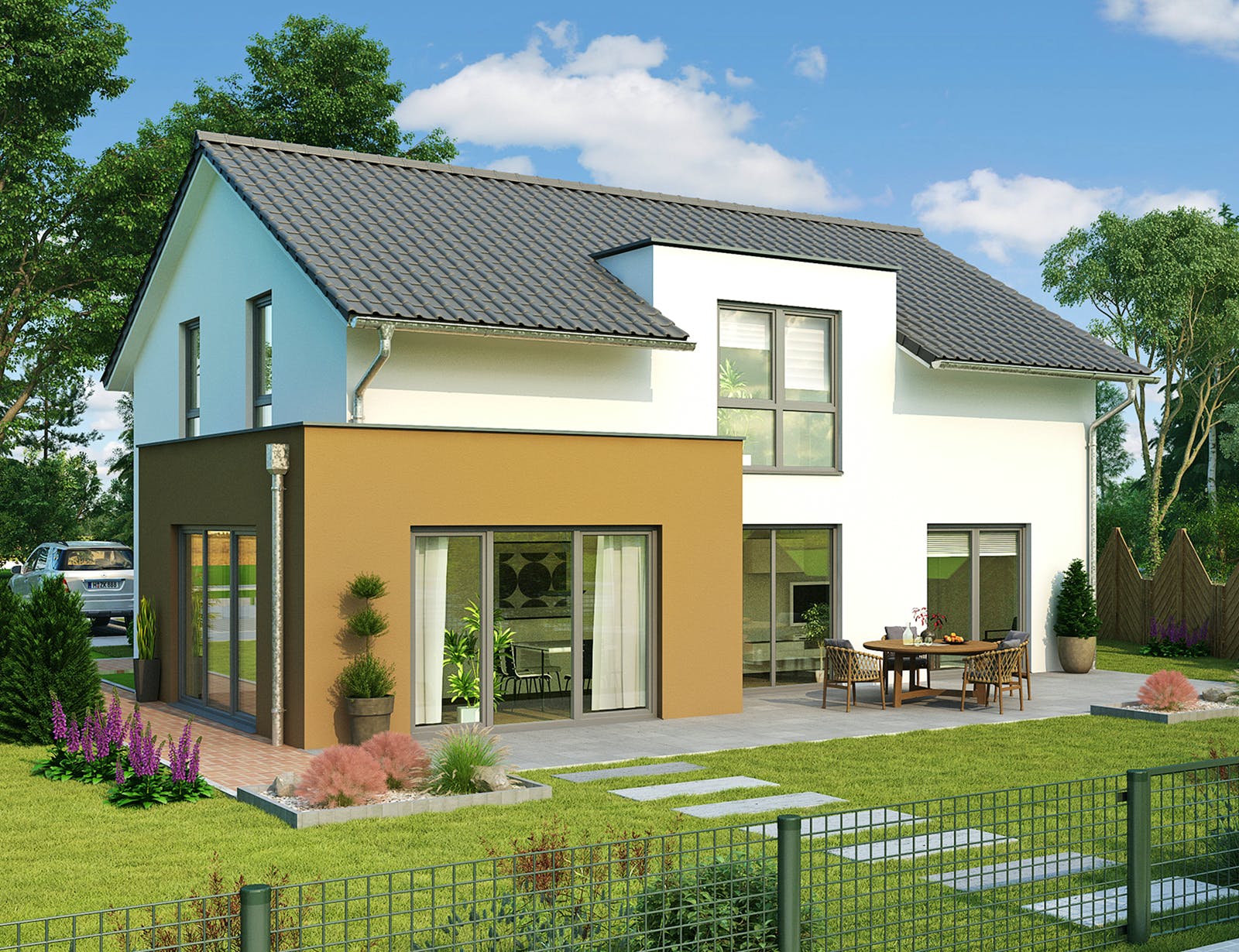 Massivhaus Treviso von HELMA MASSIVHAUS Schlüsselfertig ab 396350€, Satteldach-Klassiker Außenansicht 1
