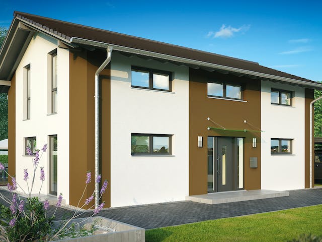 Massivhaus Trient von HELMA MASSIVHAUS Schlüsselfertig ab 378250€, Satteldach-Klassiker Außenansicht 3