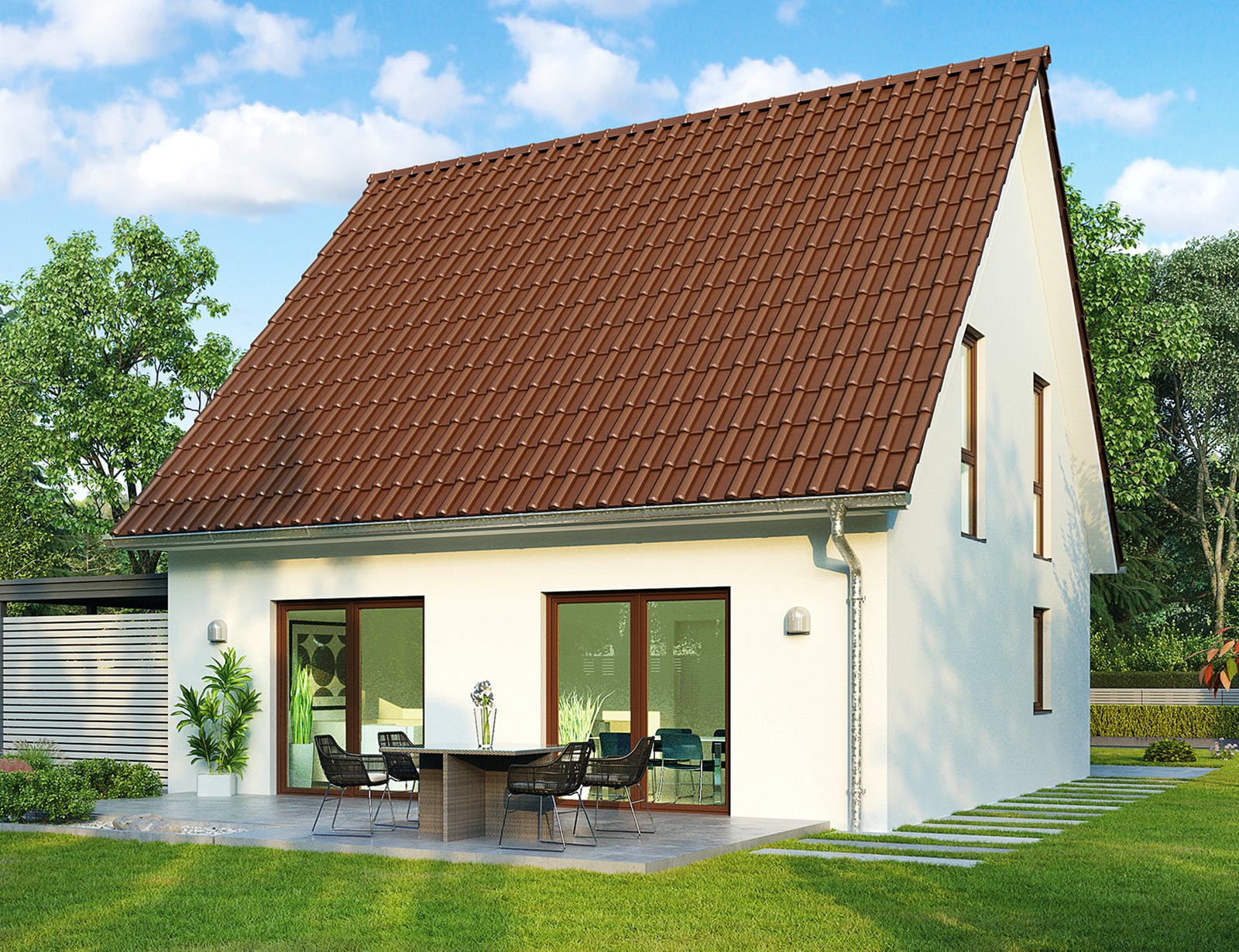 Massivhaus Turin von HELMA MASSIVHAUS Schlüsselfertig ab 286500€, Satteldach-Klassiker Außenansicht 1