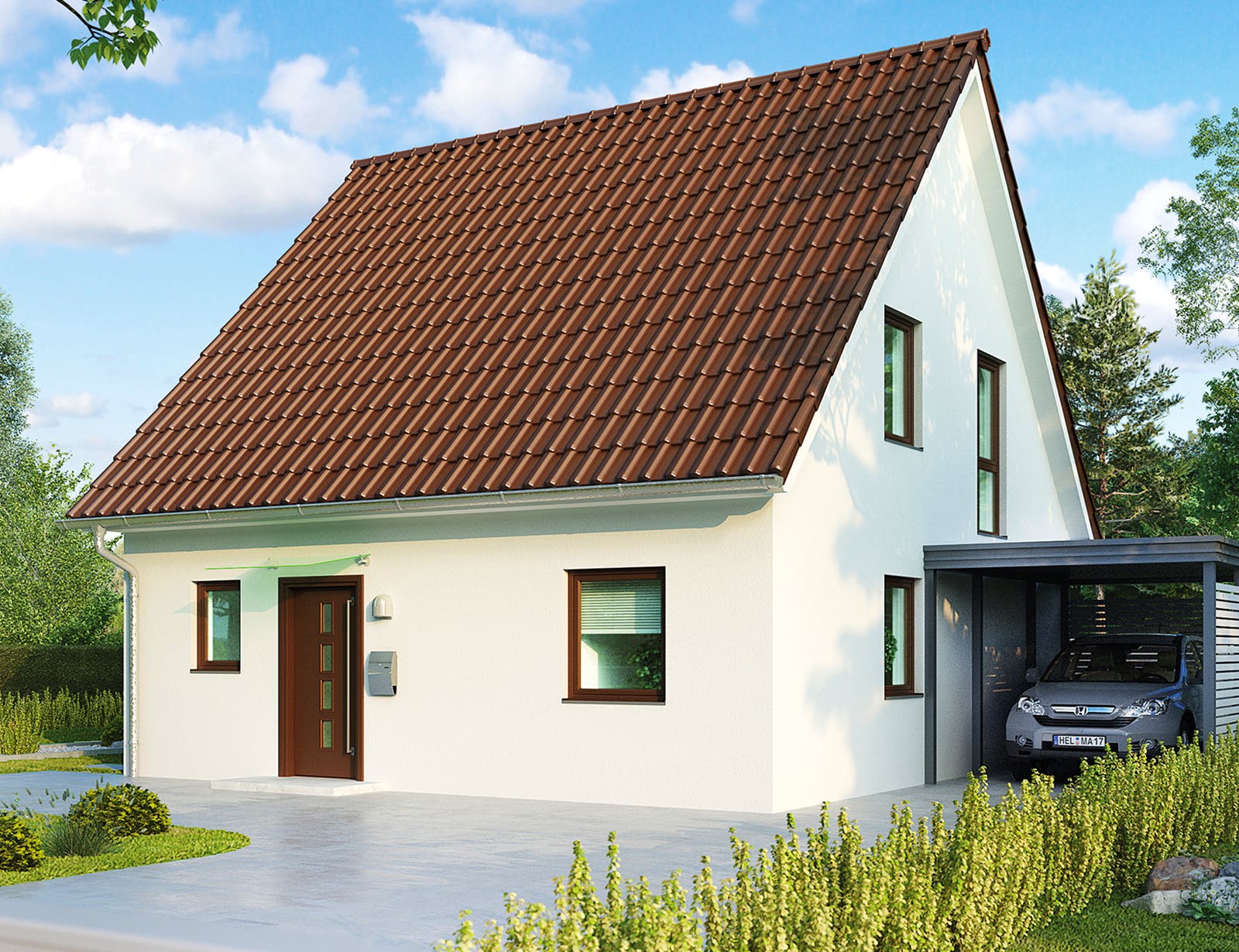 Massivhaus Turin von HELMA MASSIVHAUS Schlüsselfertig ab 286500€, Satteldach-Klassiker Außenansicht 2