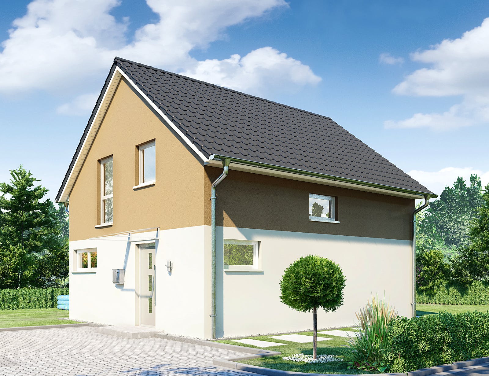 Massivhaus Ulm von HELMA MASSIVHAUS Schlüsselfertig ab 283600€, Satteldach-Klassiker Außenansicht 1