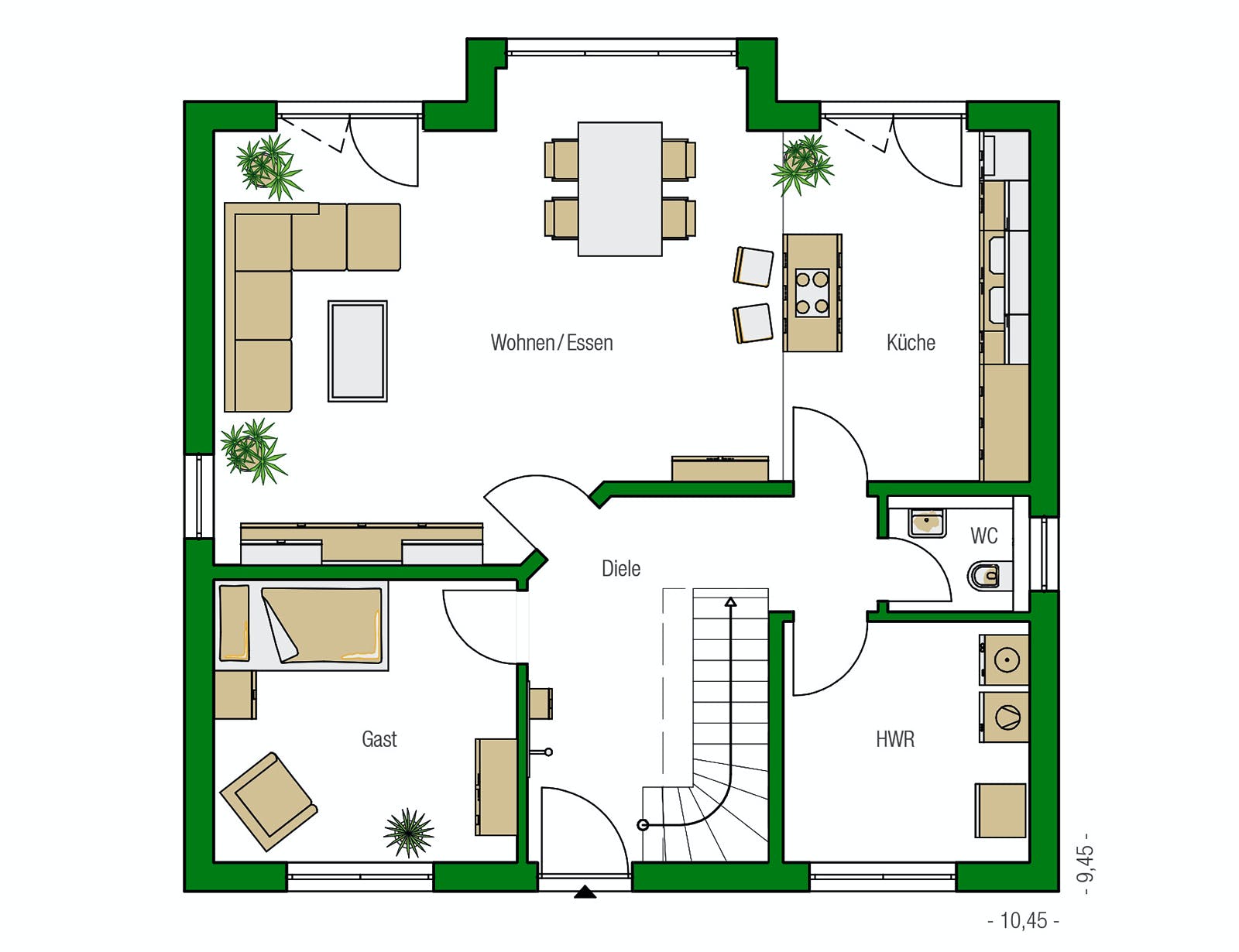 Massivhaus Verona von HELMA MASSIVHAUS Schlüsselfertig ab 362000€, Stadtvilla Grundriss 1
