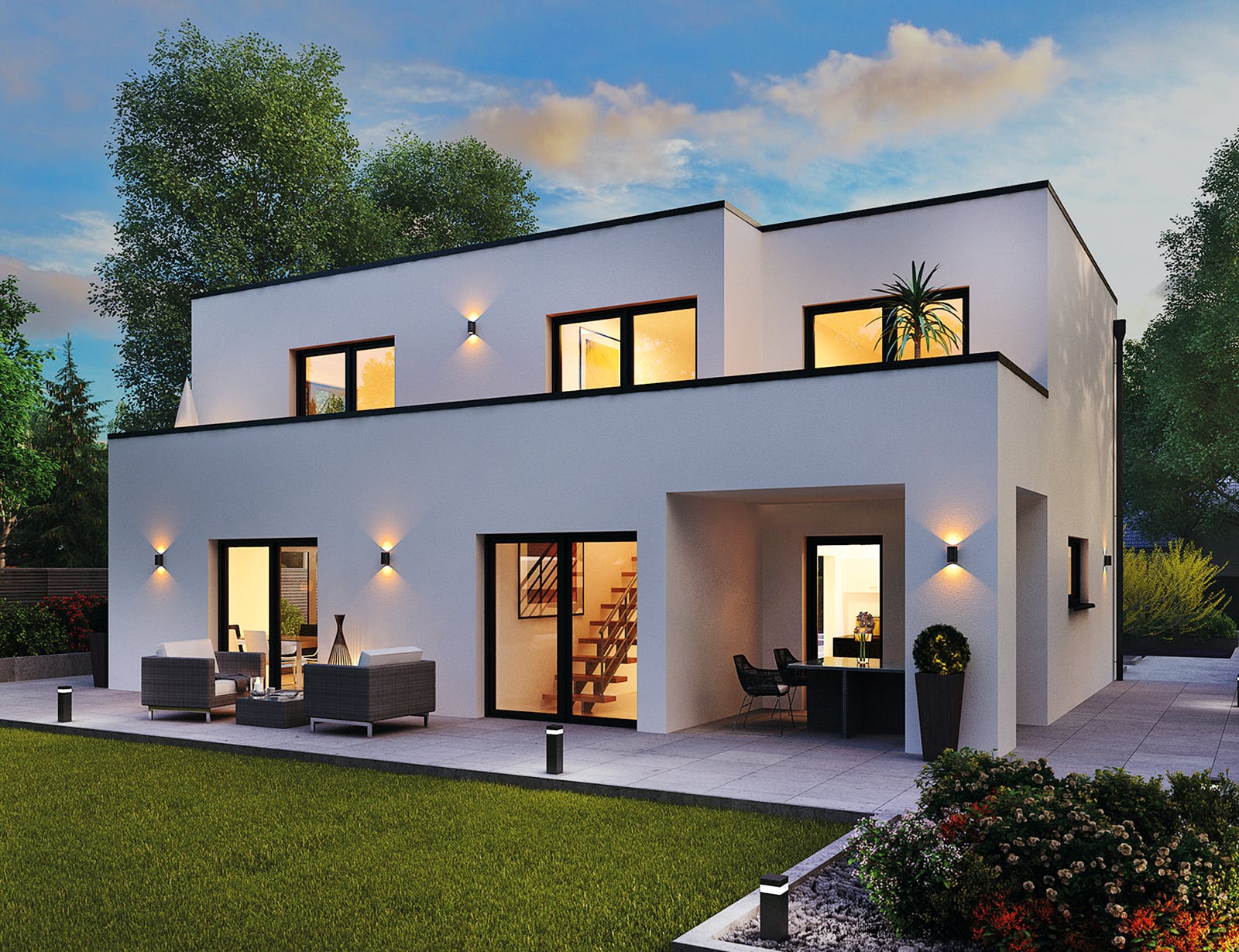 Massivhaus Weimar von HELMA MASSIVHAUS Schlüsselfertig ab 408550€, Cubushaus Außenansicht 1