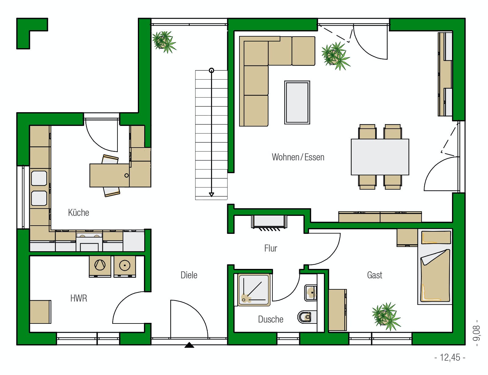 Massivhaus Weimar von HELMA MASSIVHAUS Schlüsselfertig ab 408550€, Cubushaus Grundriss 1