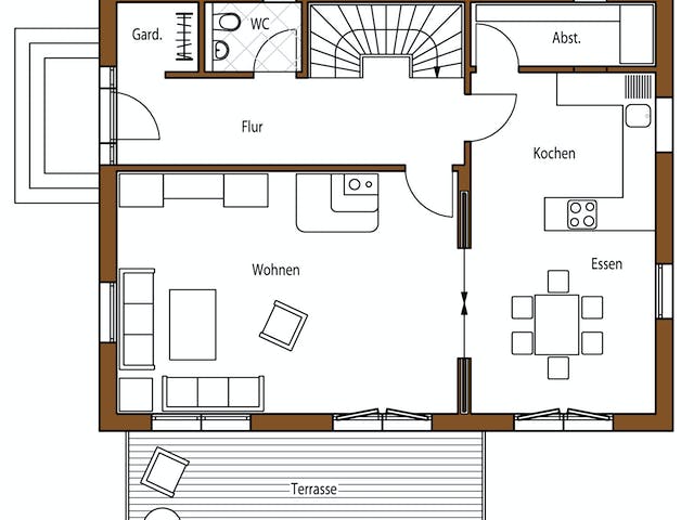 Blockhaus B136 Hodapp von Frammelsberger R. Ingenieur-Holzbau, Blockhaus Grundriss 1